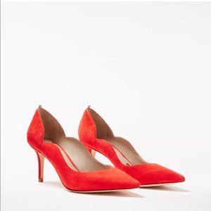 Boden Red Pointed Toe Scalloped Edge Heels